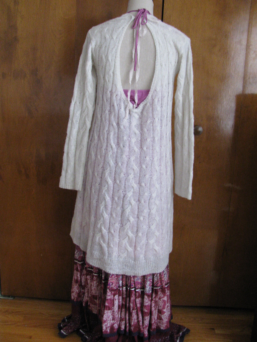 Free People natural gray cable design knit dress 