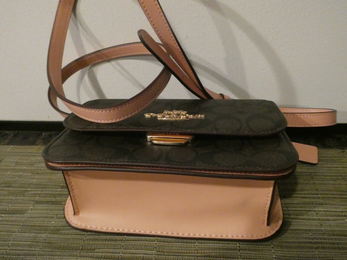 COACH Mini Brynn Women’s Brown/pink Signature Canvas Crossbody Bag Style# C5592