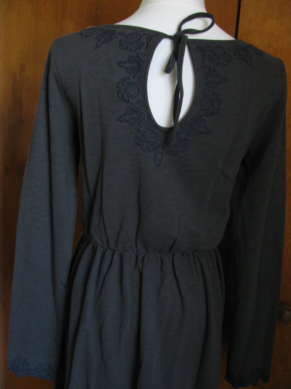 Anthropologie women's dark gray cotton embroidered dress Size XS, M, S