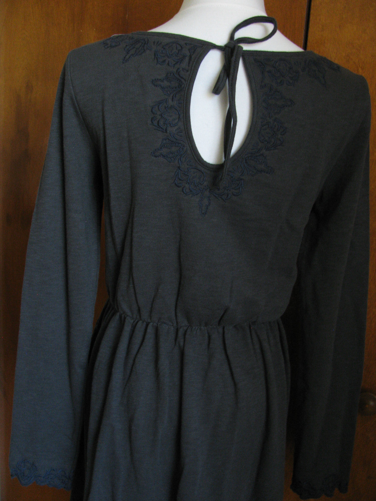 Anthropologie women's dark gray cotton embroidered dress Size XS, M, S