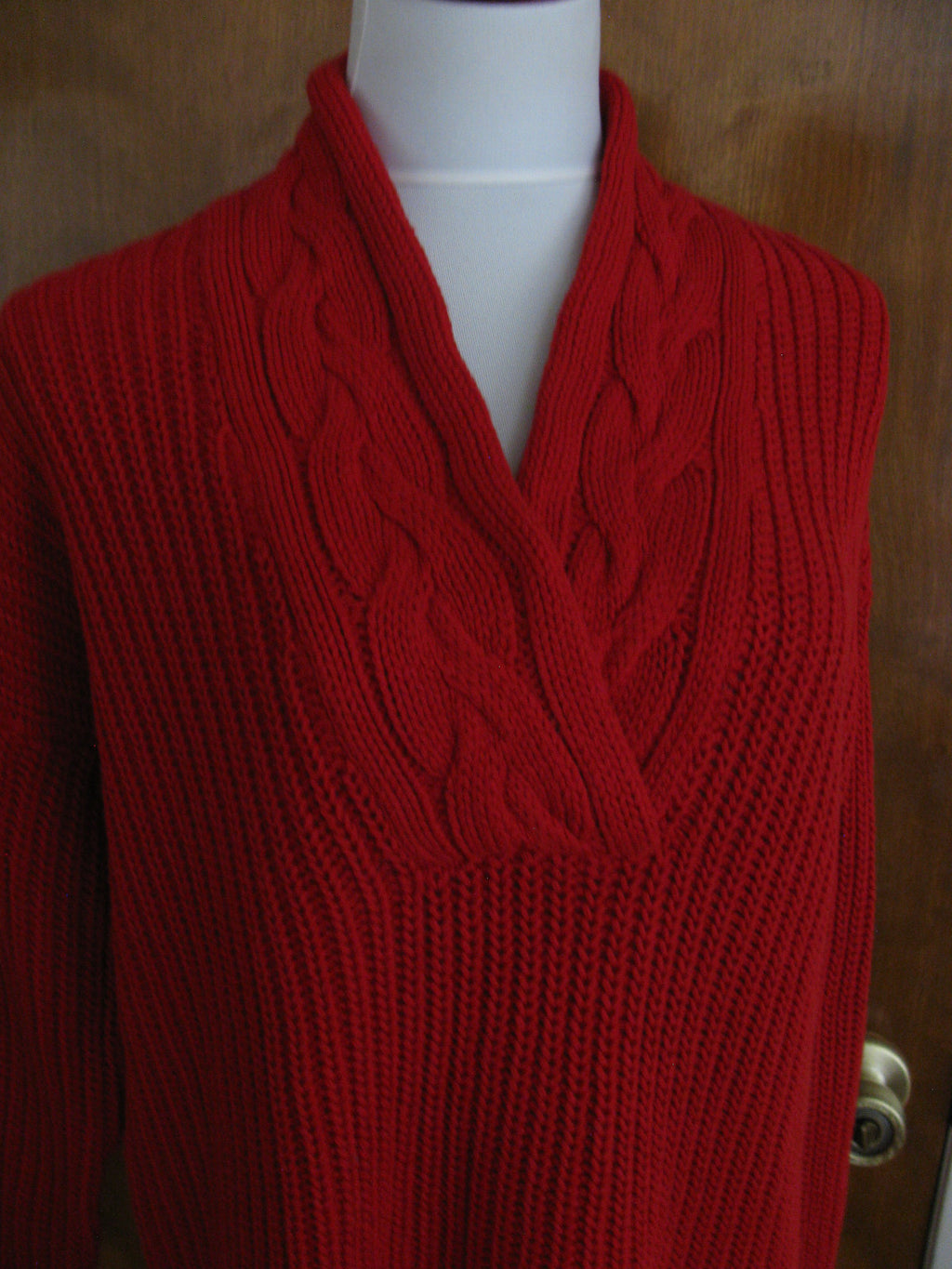Lauren Ralph Lauren women’s red V-neck cotton sweater New