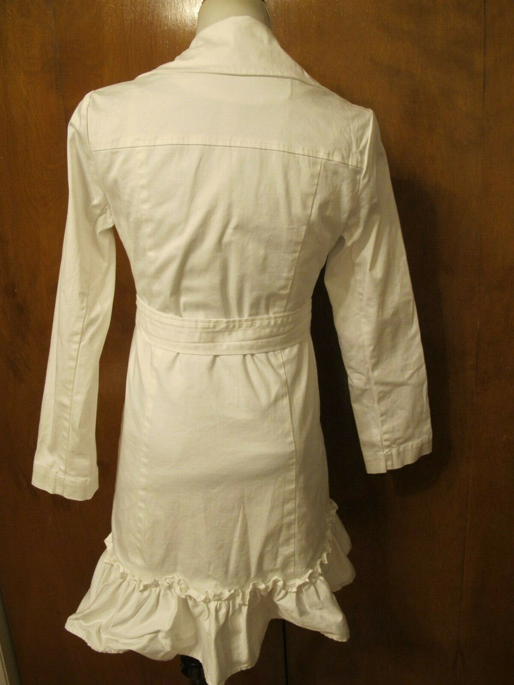 Nine West Women’s White Button-Down Cotton Trench Lined Coat Blazer M (fits S)