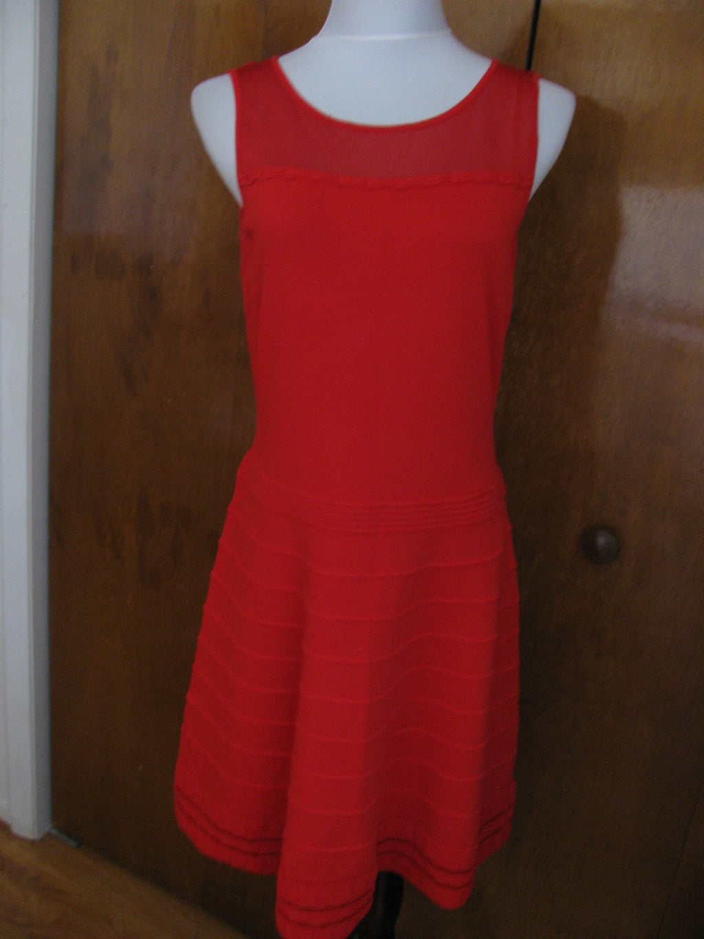 Ralph Lauren's women’s red stylish detailed sheer front NWT dress size Large