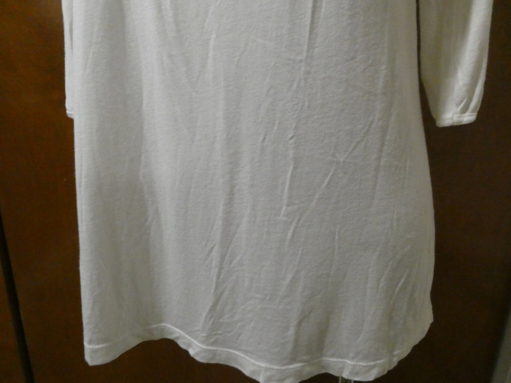 Vertigo Paris women's 3/4 sleeves ivory viscose detailed tunic top size medium