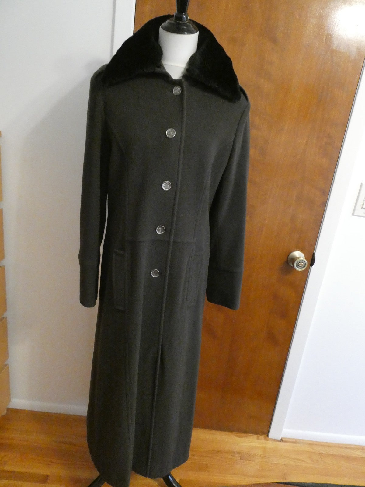 Marvin Richards Women's Long Wool Blend Coat Classic Winter Size 14(fit size8)