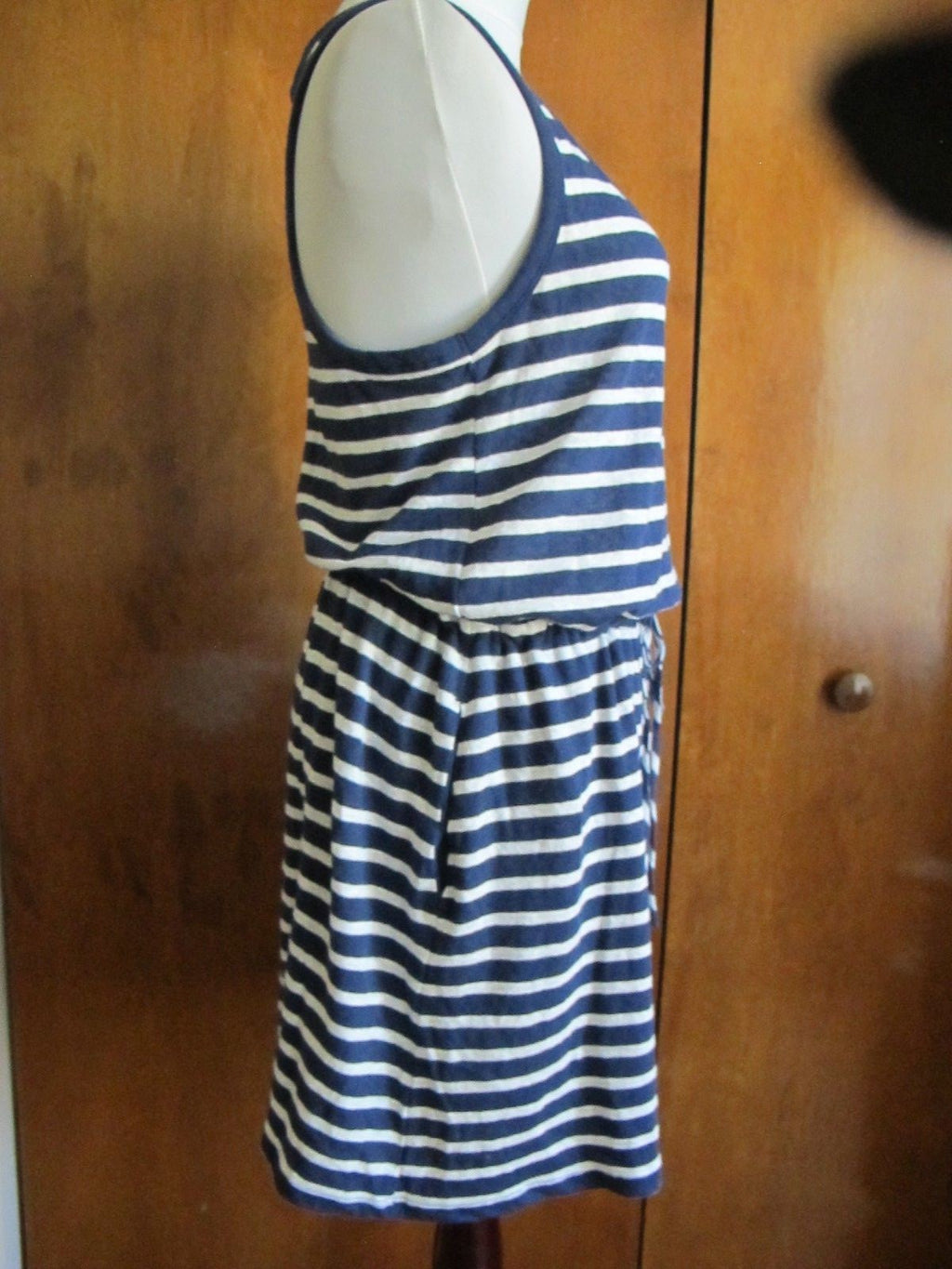 Gap women's blue white cotton linen stripped dress New