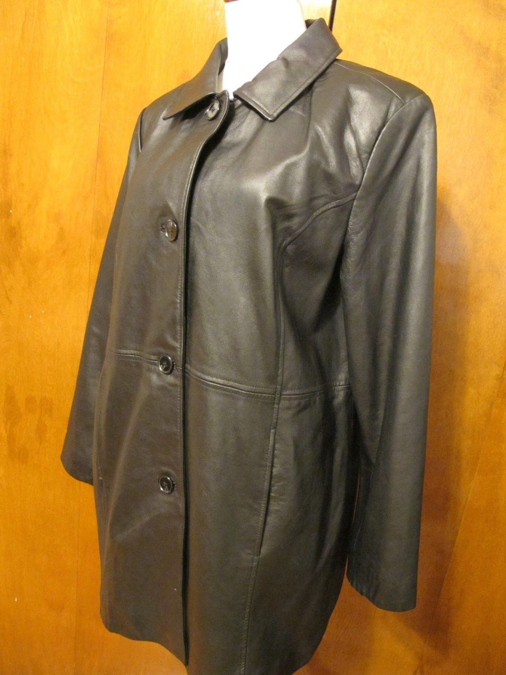 Jaclyn Smith Women's Black Real Genuine Leather Jacket Coat Size Large