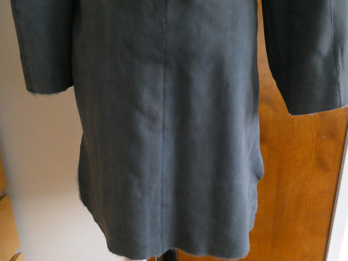 Theory Robe Coat Metal Blue Shearling Lamb Fur Teddy Coat M $2895 Made In Turkey