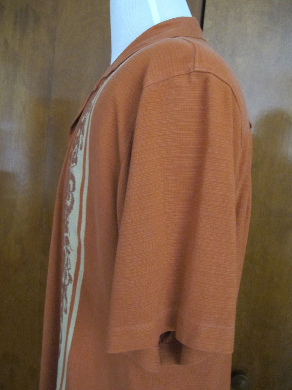 Tommy Bahama Mens Silk Brown Florals Print Embroidered Camp Shirt Size Large