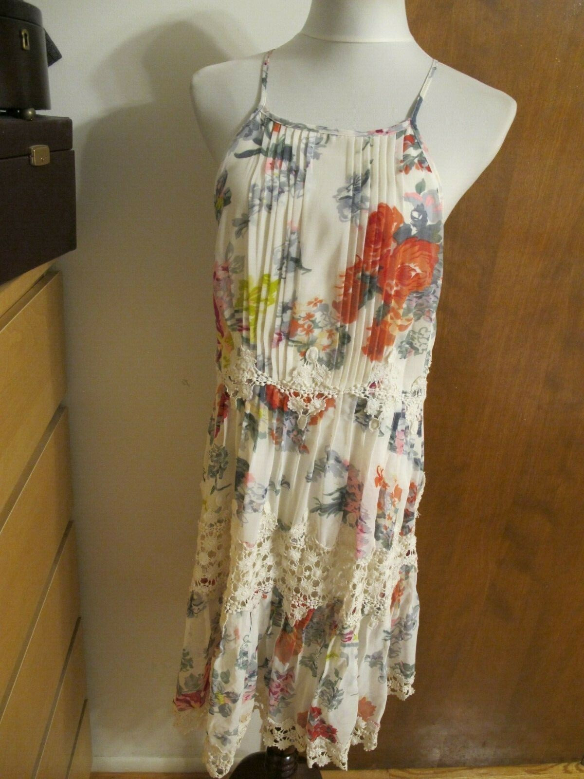 Anthropologie Ranna Gill Floral Swing Crochet Lace Detailed  Dress Large