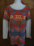Denim & Supply Ralph Lauren women’s orange gray green cotton sweater medium 