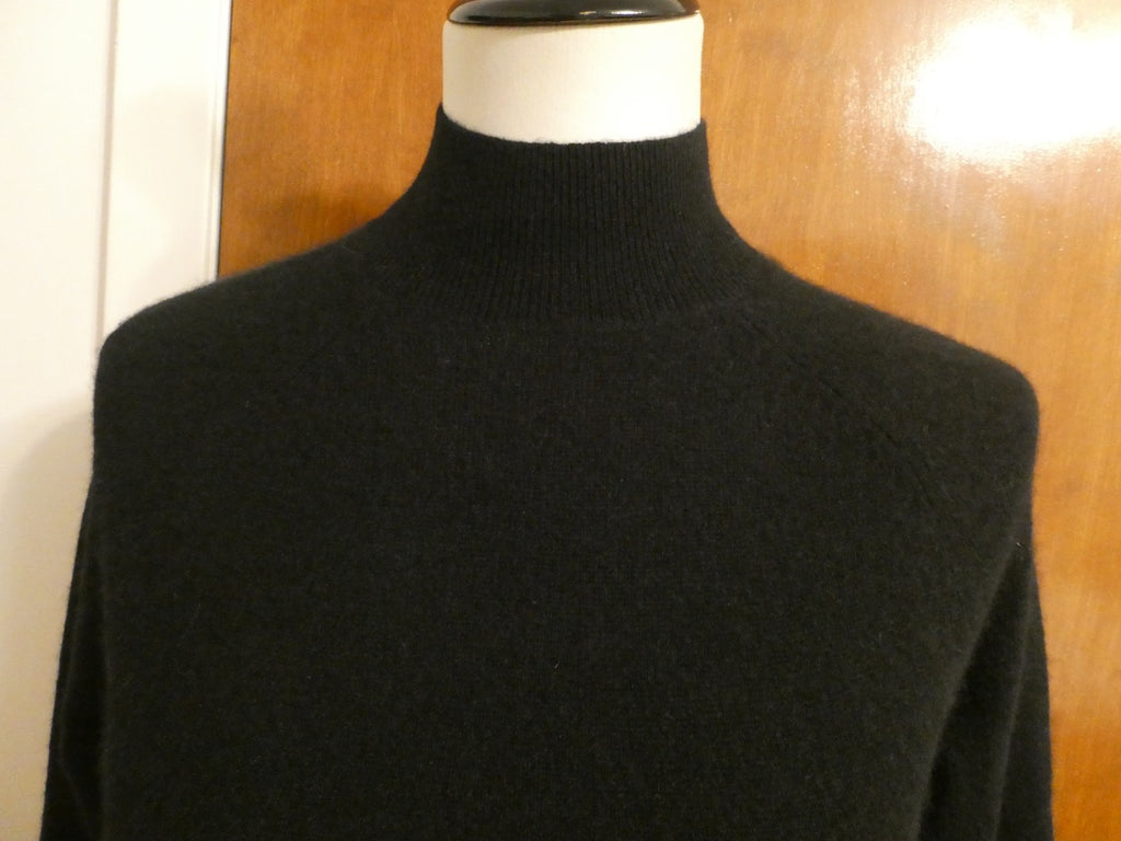 Bloomingdale's 100% 2-Ply Cashmere Black Mock Neck Midi Dress NWT $248 Size XS