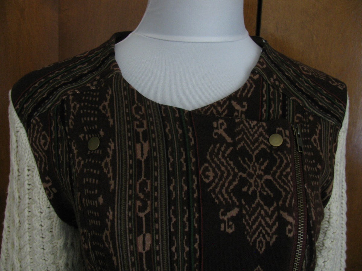 Anthropologie Lilka women’s brown cotton lined detailed jacket size LP NWT