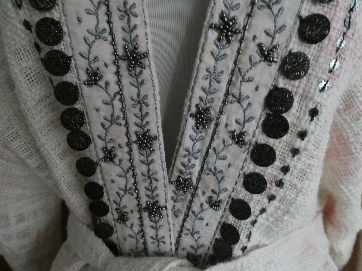 Anthropologie Beautiful Stories Livia Textured Kimono Beaded Wrap Jacket Fit ALL