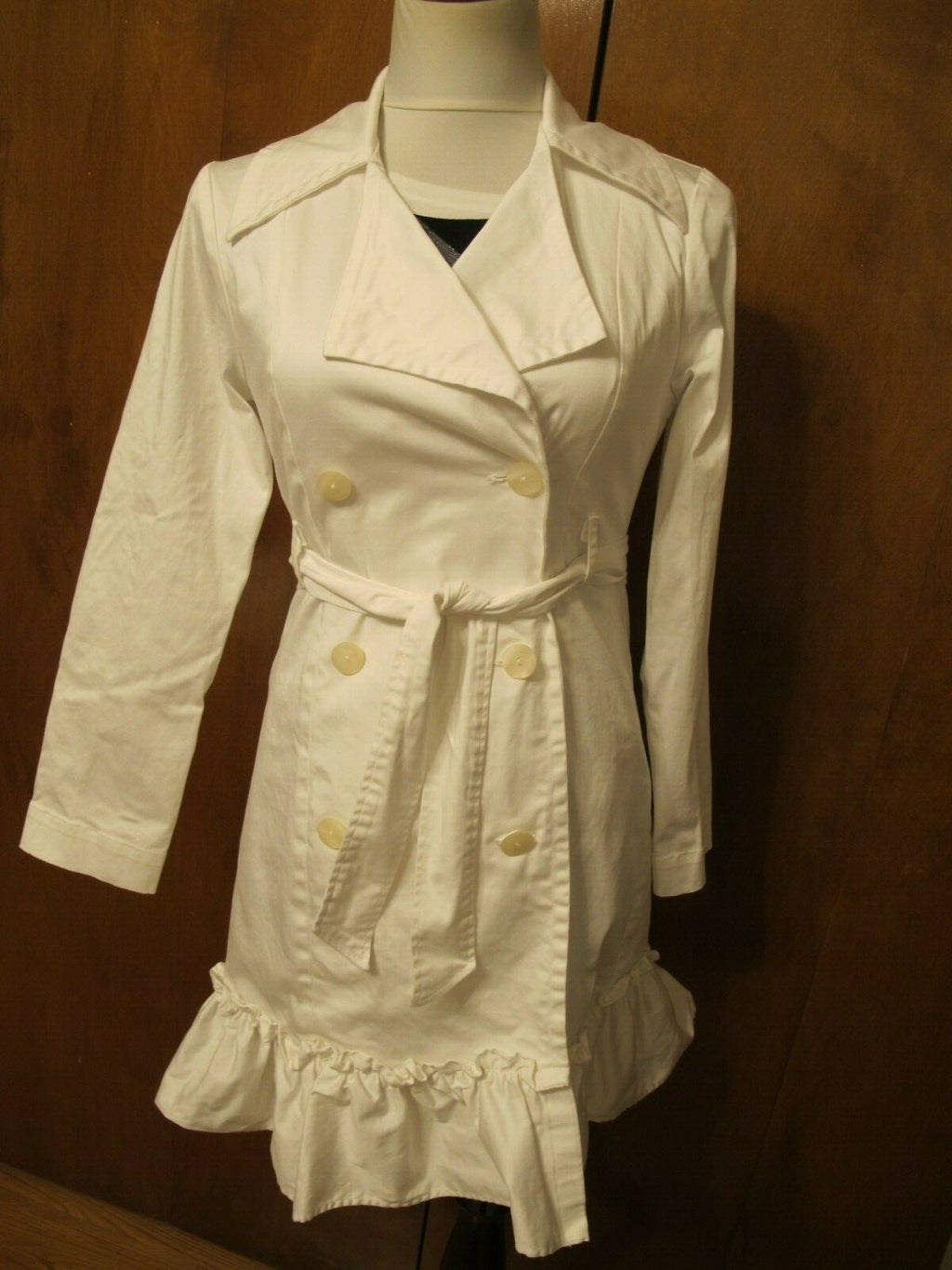 Nine West Women’s White Button-Down Cotton Trench Lined Coat Blazer M (fits S)