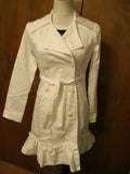 Nine West Women’s White Button-Down Cotton Trench Lined Coat Blazer M (fits S)