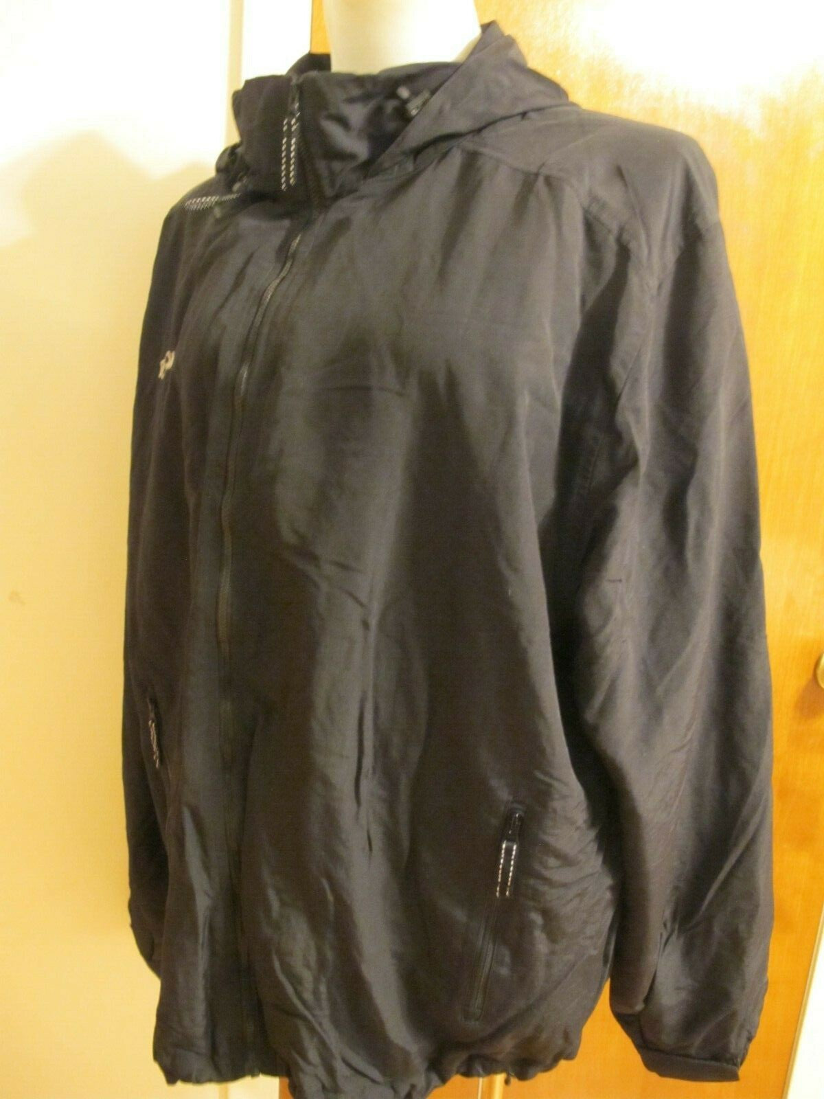 Lands' End Men's Nylon Coat Jacket Black Fleece Lining Size XL 46-48