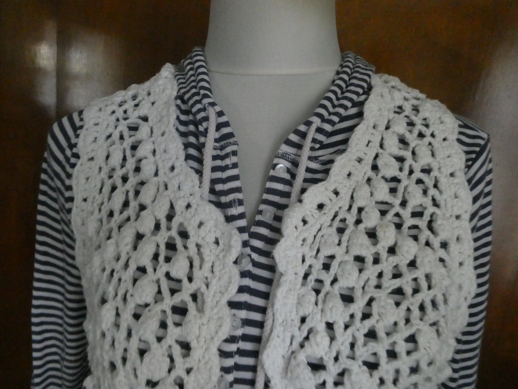 Juicy Couture women's crochet cotton/ white stylish open front cardigan Medium