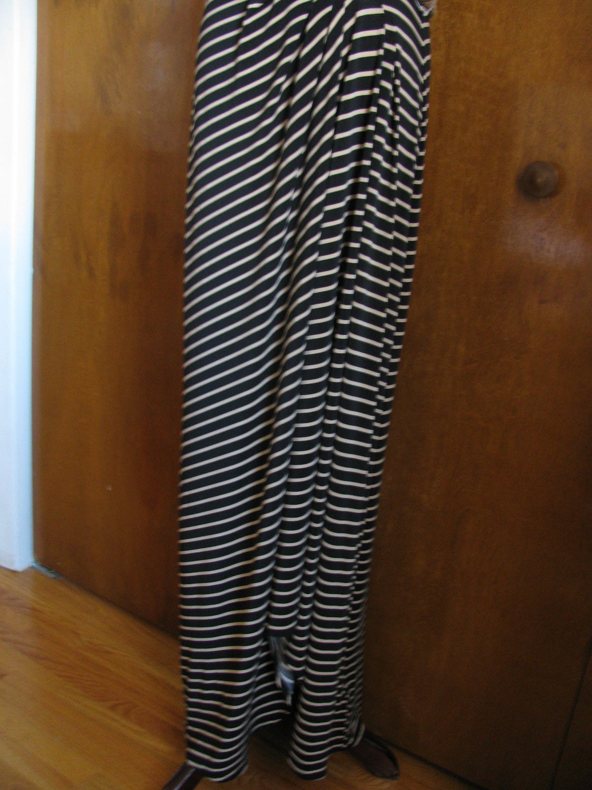 Ralph Lauren Women's Black Tan Striped Maxi Dress New