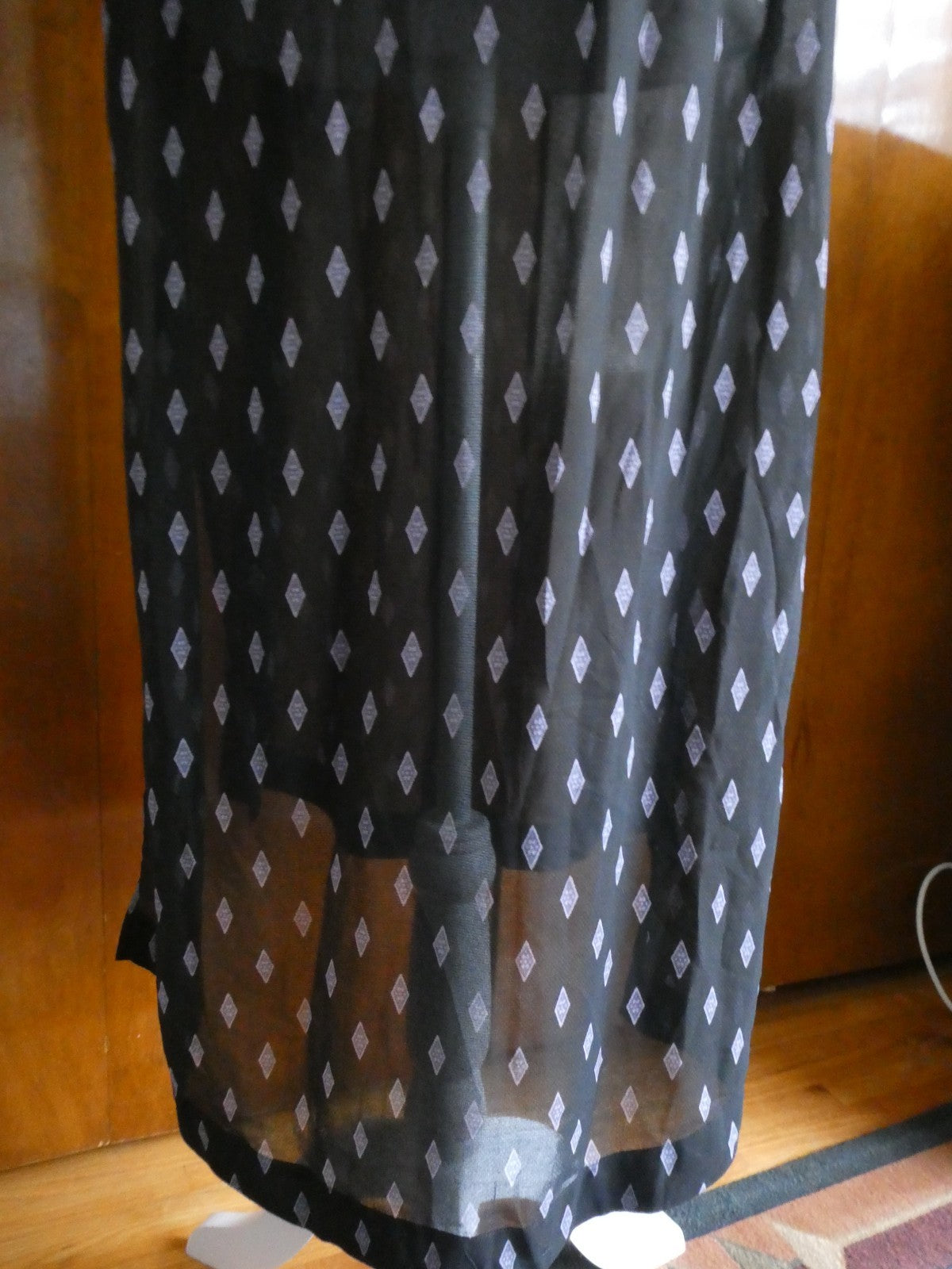 Free People women's black combo sleeveless snap-on full length sheer dress Large
