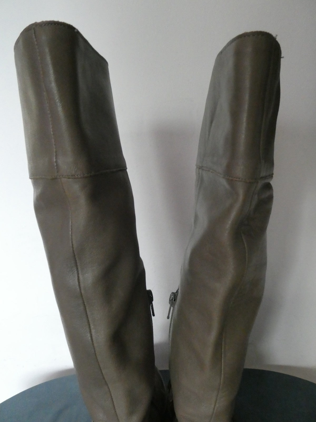 Lucky Penny Tall Fringe Boots Women’s 7.5B Gray Taupe Leather Knee High Boho