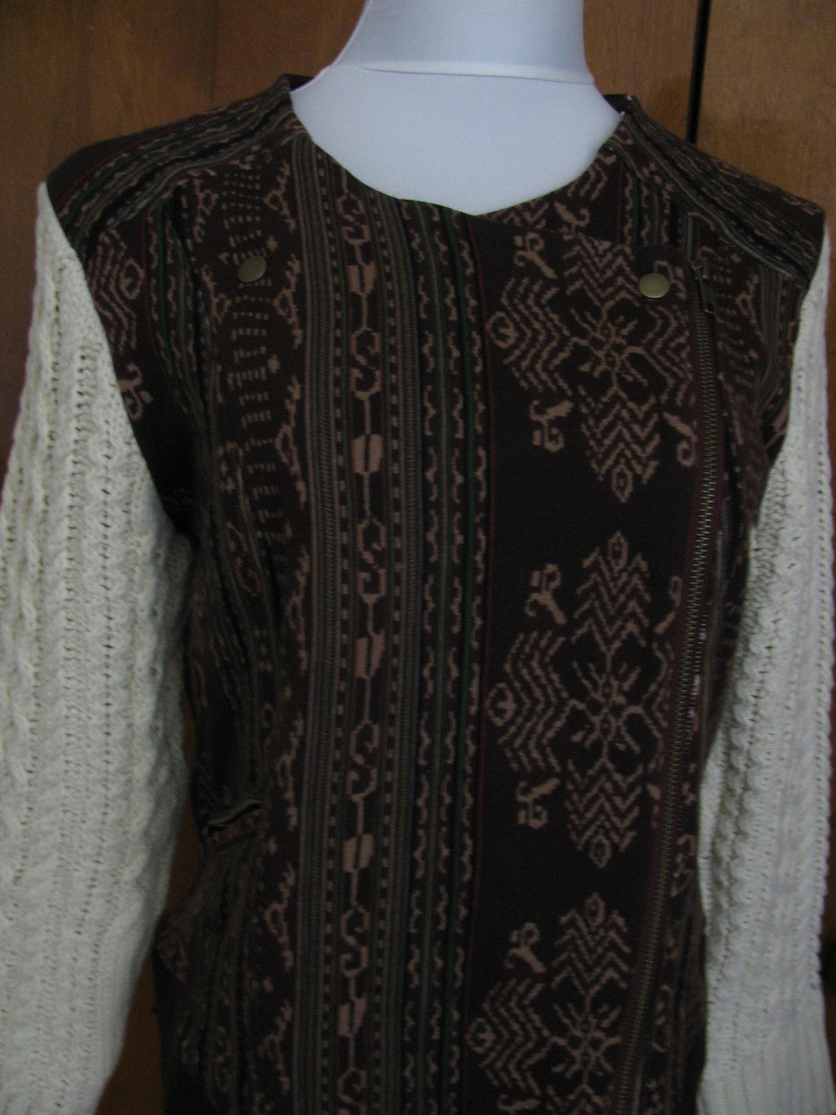 Anthropologie Lilka women’s brown cotton lined detailed jacket size LP NWT