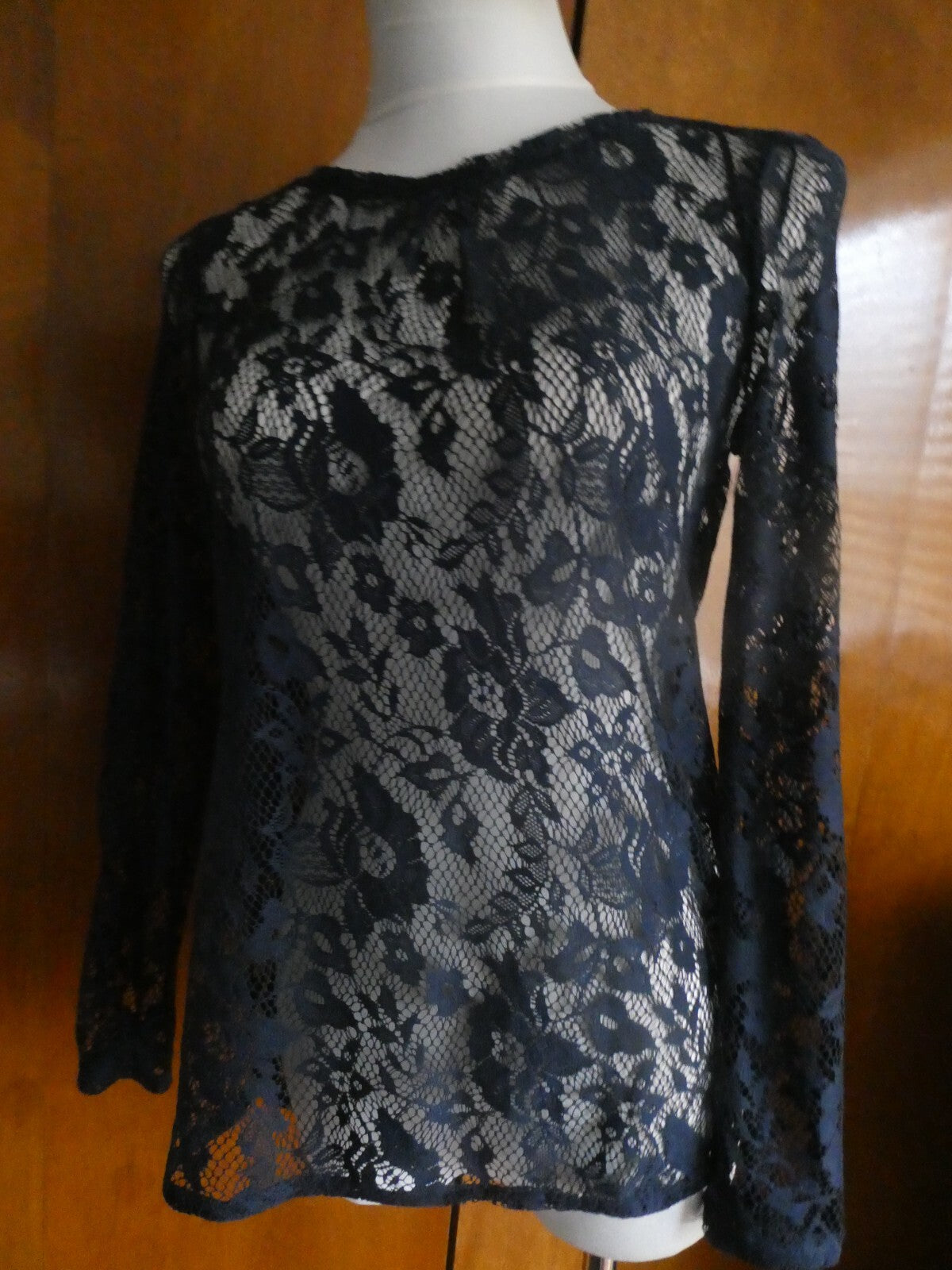 ZARA Collection women's navy fabric craft embroidered blouse size Small