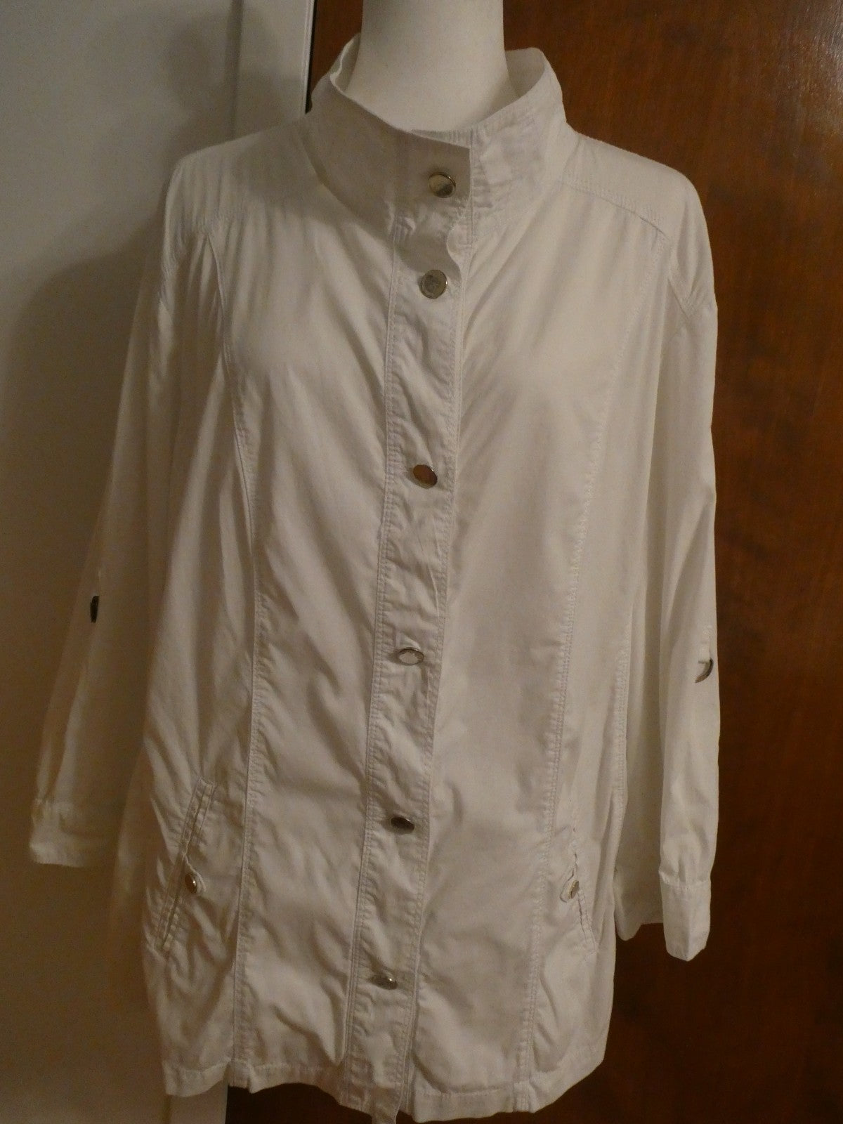 NWT Charter Club Womens Long Sleeves Jacket With Belt White Size 1X