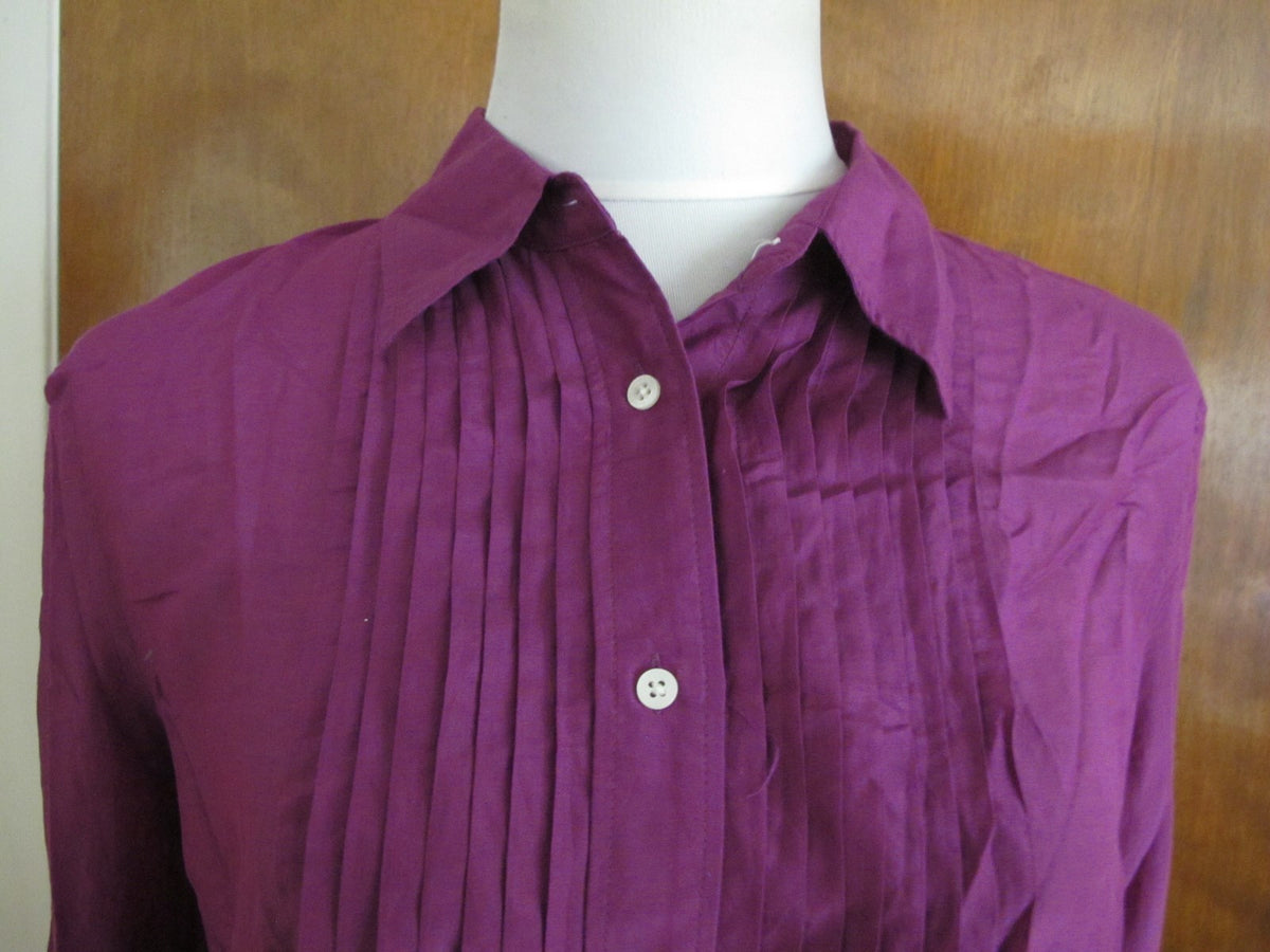  Lauren Ralph Lauren  purple cotton silk women's long sleeves top size 12 New