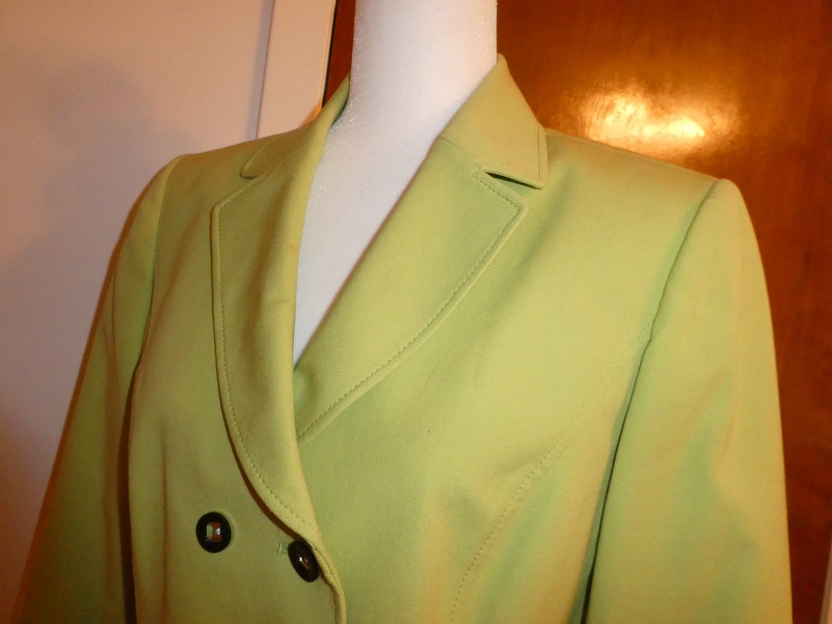 Tahari Arthur S. Levine Women's Blazer Jacket Lime Green Cotton Stretch Size 8