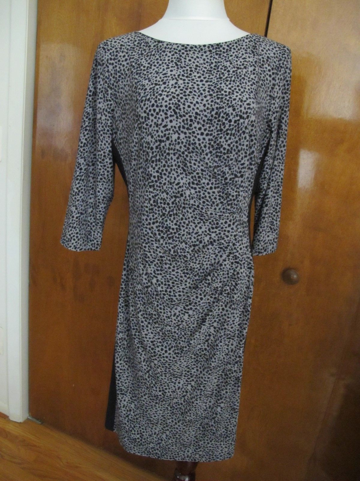Ralph Lauren women's black gray gathered lined dress 16 
