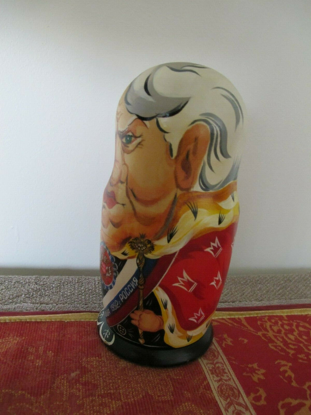 Russian Soviet Presidents Yeltsin Gorbachev Brezhnev Wooden Matreshka Doll 