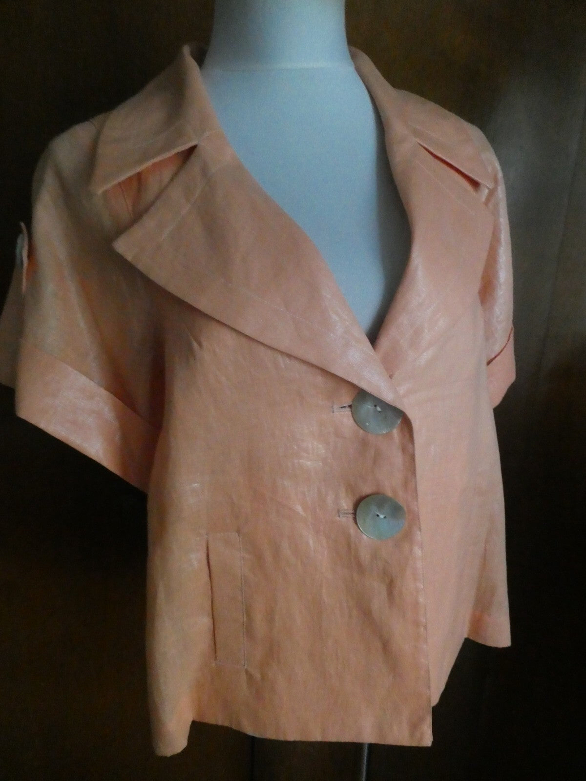 Elliott Lauren Women's Orange/Peach Linen Blazer Jacket Size 10 Style 7347
