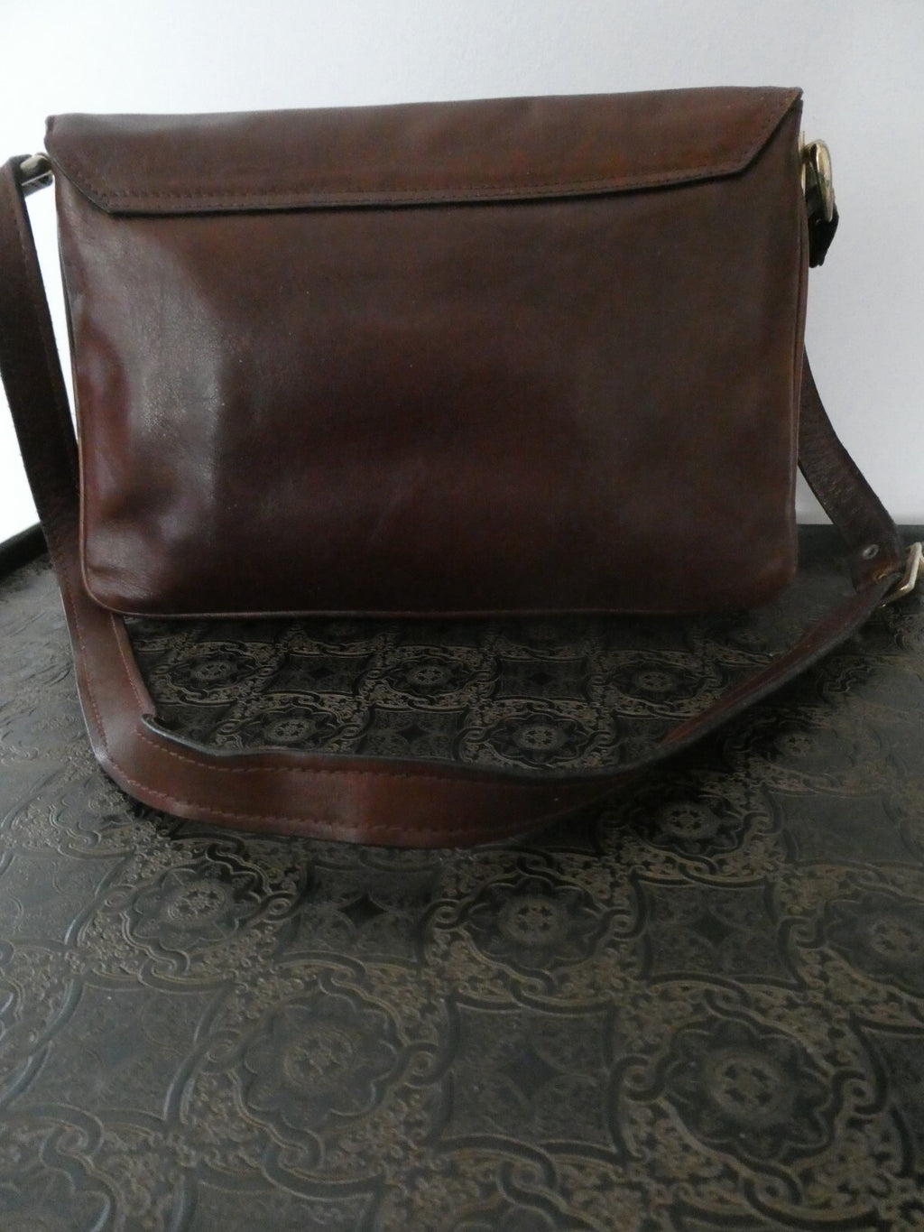 Vintage RAPPI Brown Leather Shoulder Bag Purse Three Compartments Made in Italy