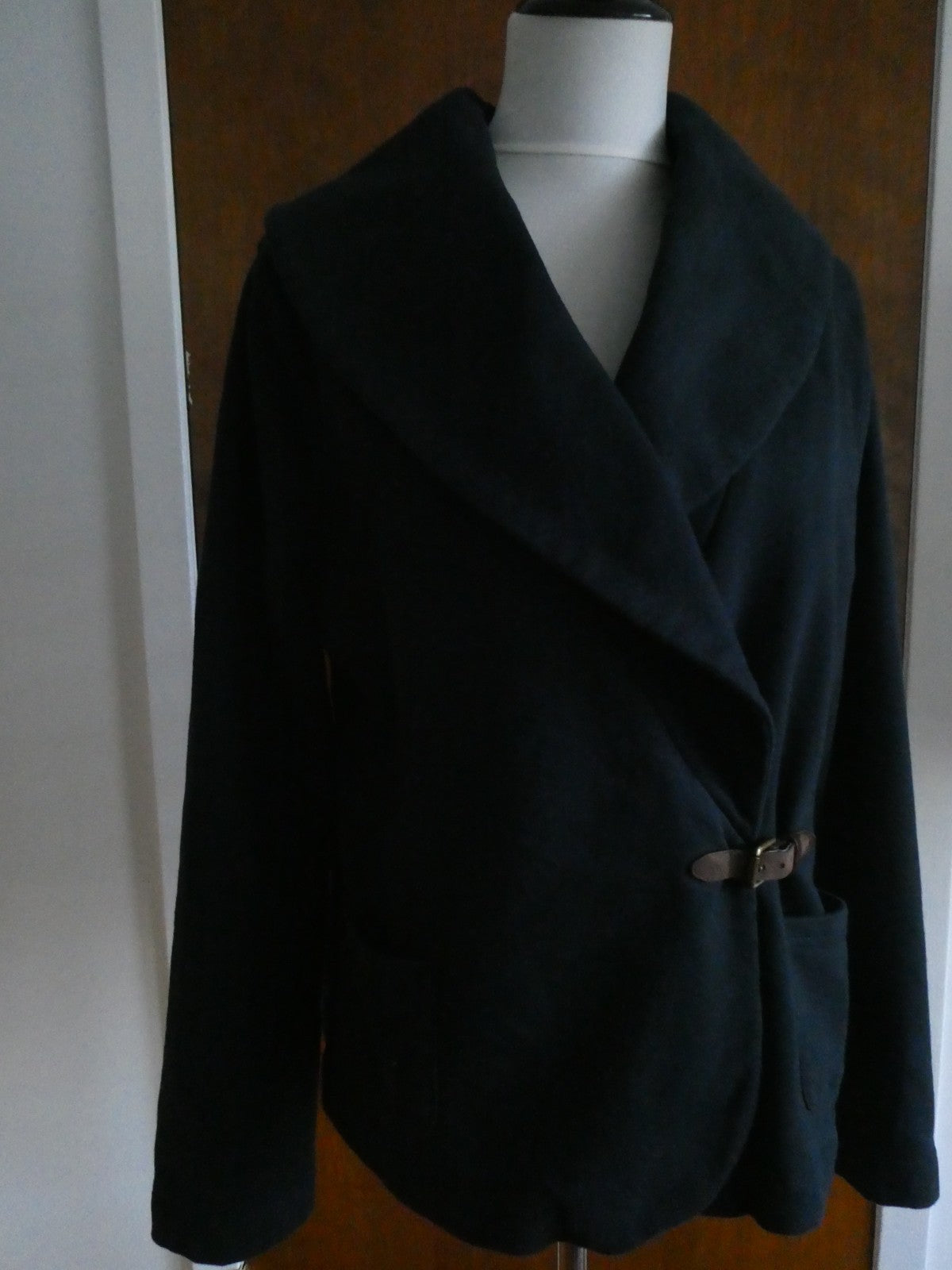 Lauren Jeans Co Black Cotton Wrap Jacket Shawl Collar Belted Women's XLarge