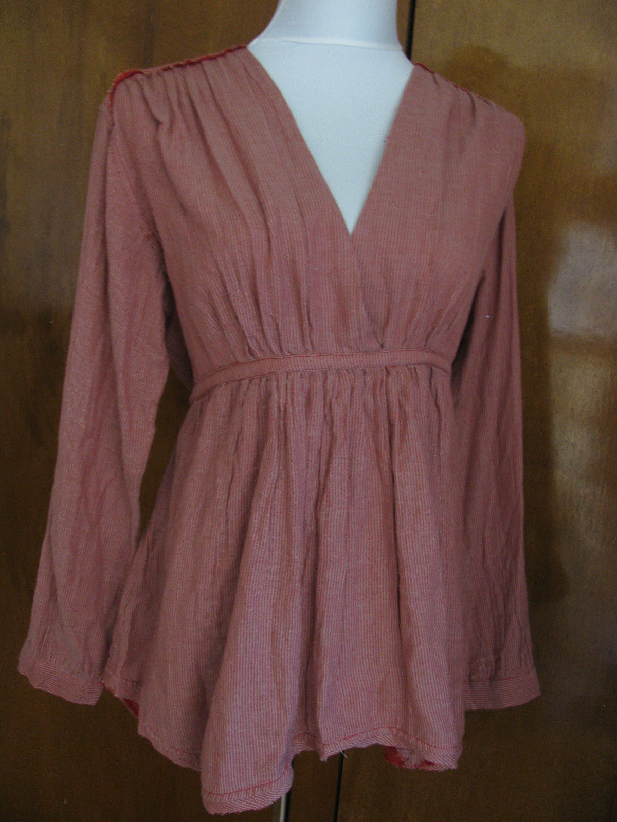 Free People women's red stripe combo cotton lined tunic top 