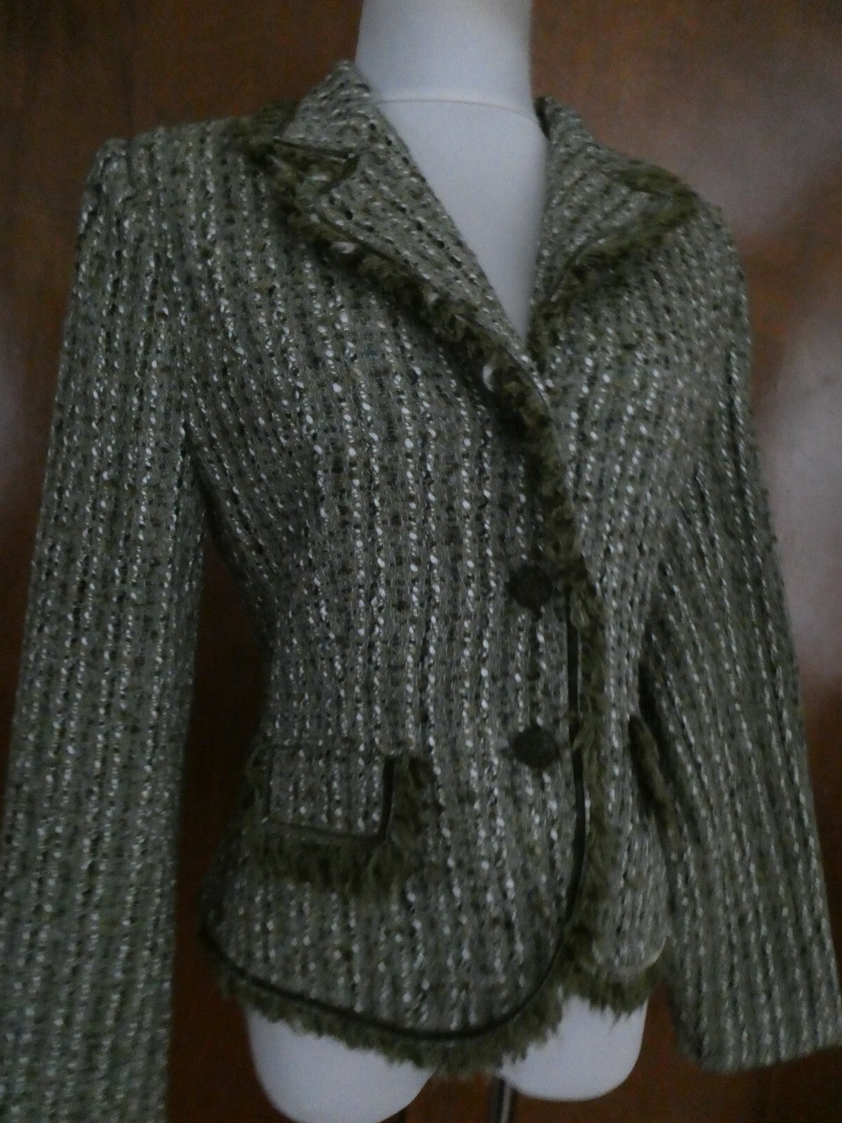 Vertigo Women Stylish Green Lined Blazer Size Large (Fits Medium) Made in France