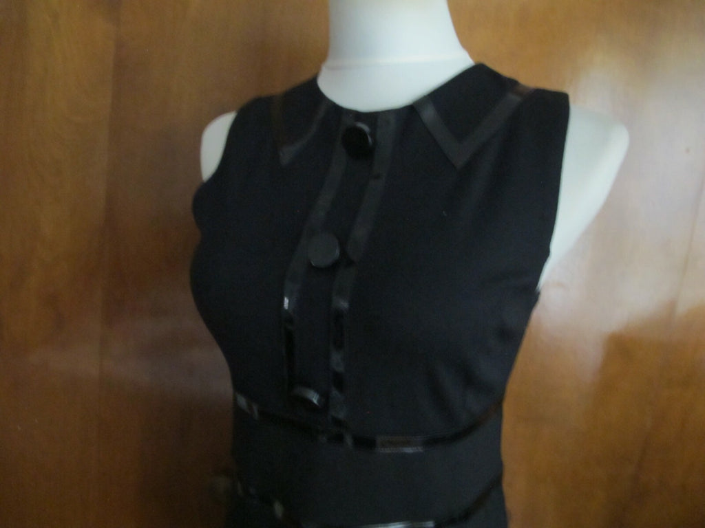 Michael Kors Black Faux-Leather Trim Lined Dress Size 2
