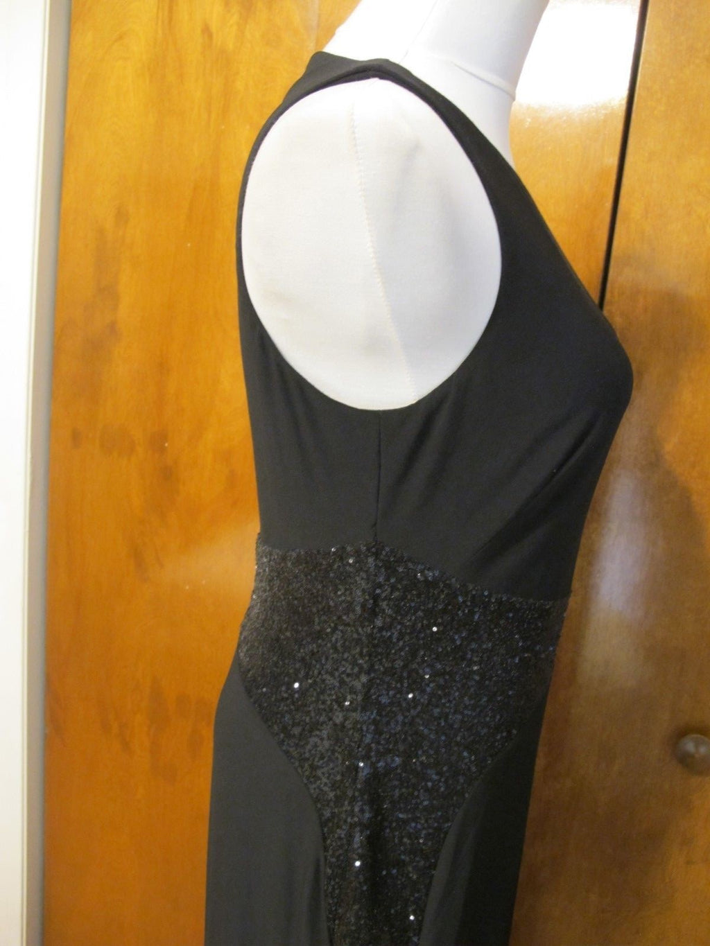 Ralph Lauren women's black shine maxi evening detailed A-line dress size 10 new