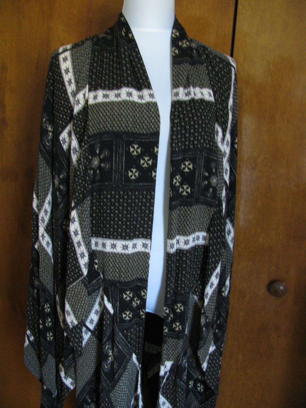 Free People Women's Black Combo Rayon Twilight Long Front Cardigan XS/S new