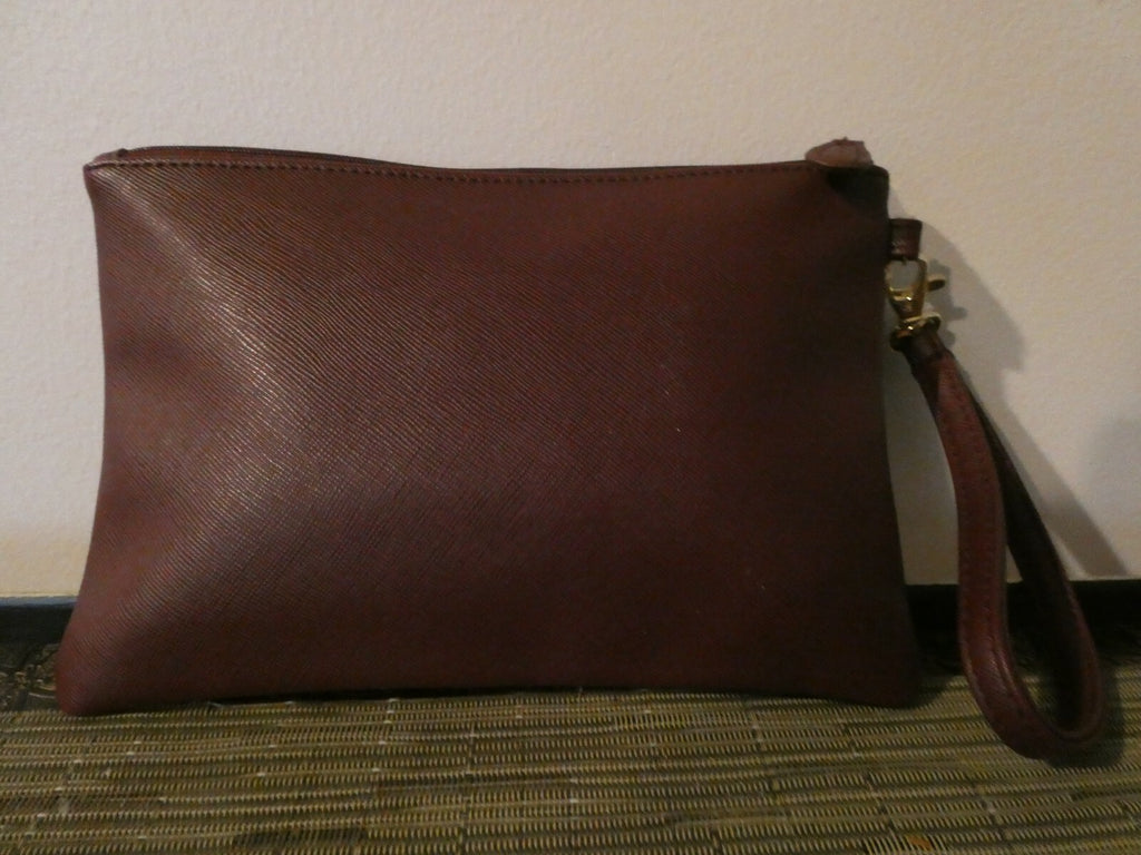 GIANI BERNINI Wristlet Purse Canvas Burgundy Pink Gold Wallet Pouch Bag