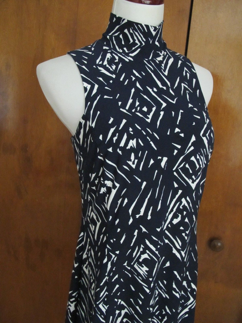 Ralph Lauren women's navy white lined A-line dress New