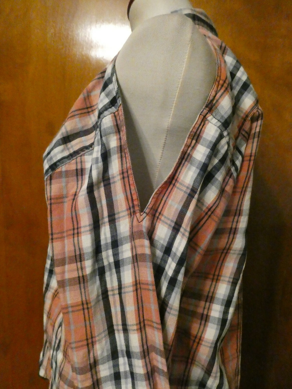 Denim & Supply womens multi color plaid shoulder cutout soft flannel shirt  