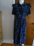  Who What Wear Dress XL Black Blue Floral Ruffle Puff Sleeve Button Front Cotton