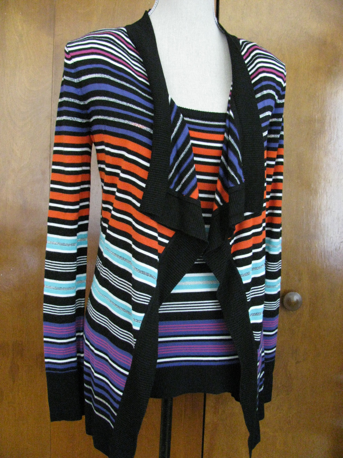 Calvin Klein women's multicolored lurex rayon cardigan 2 pcs set Size Xsmall New