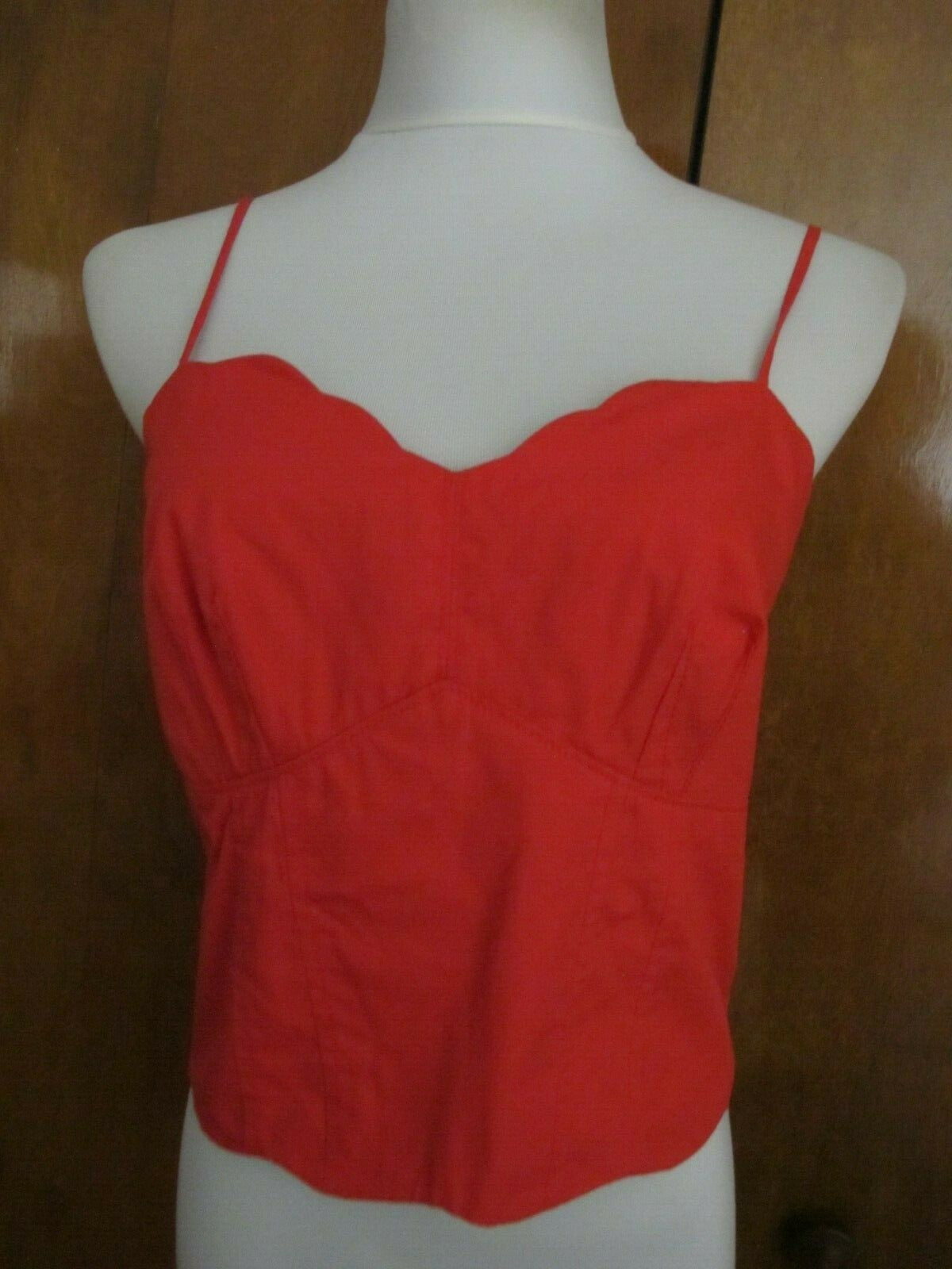 Anthropologie Maeve Women’s Cotton Red Scalloped Crop Top Tank Size 12, 14