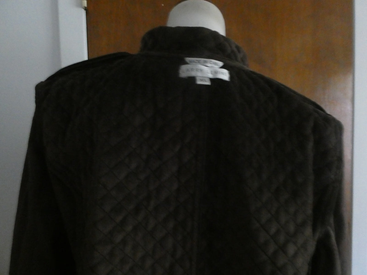 Larry Levin Women's Brown Quilted Coat Jacket Faux Fur Lining XLarge