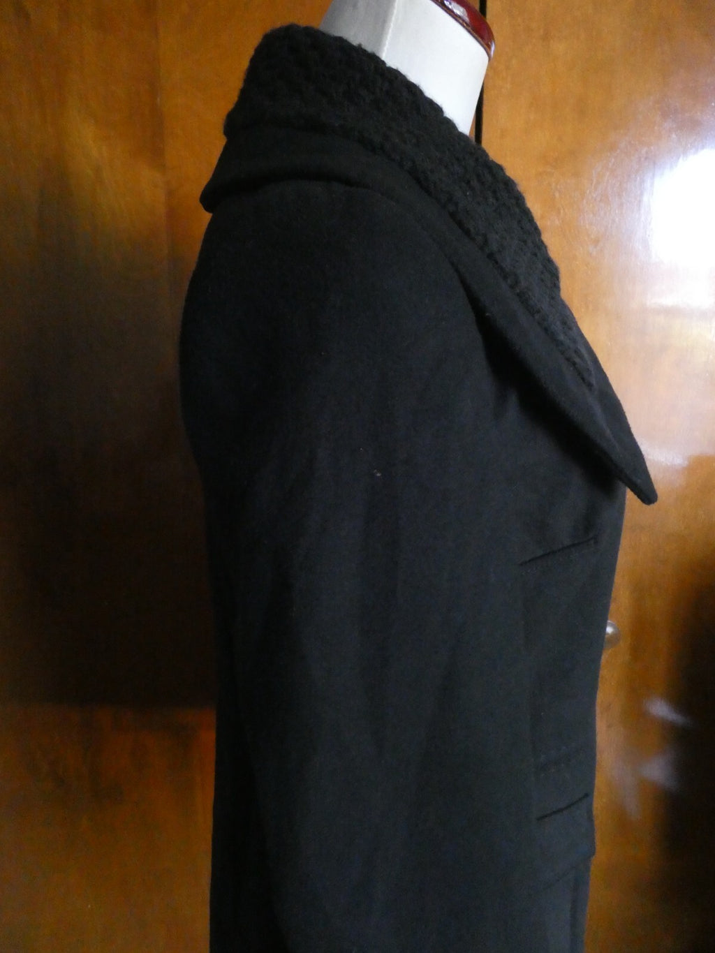 Tahari Women's Black Lined Detailed Pea Coat Jacket Size 4