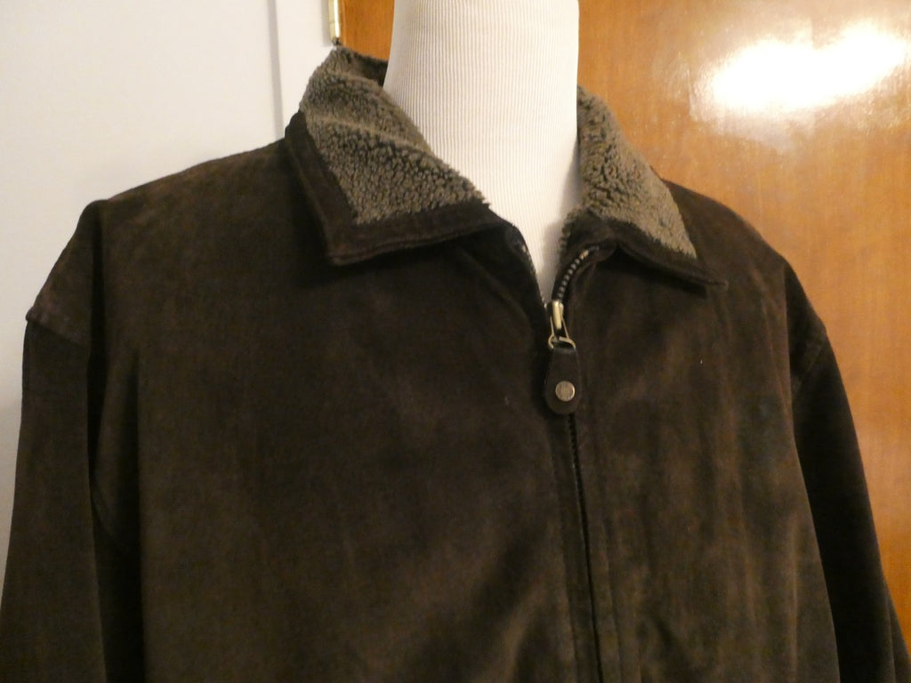 Pacific Trail Men’s Brown Suede Leather Jacket Sherpa Lined Size XL