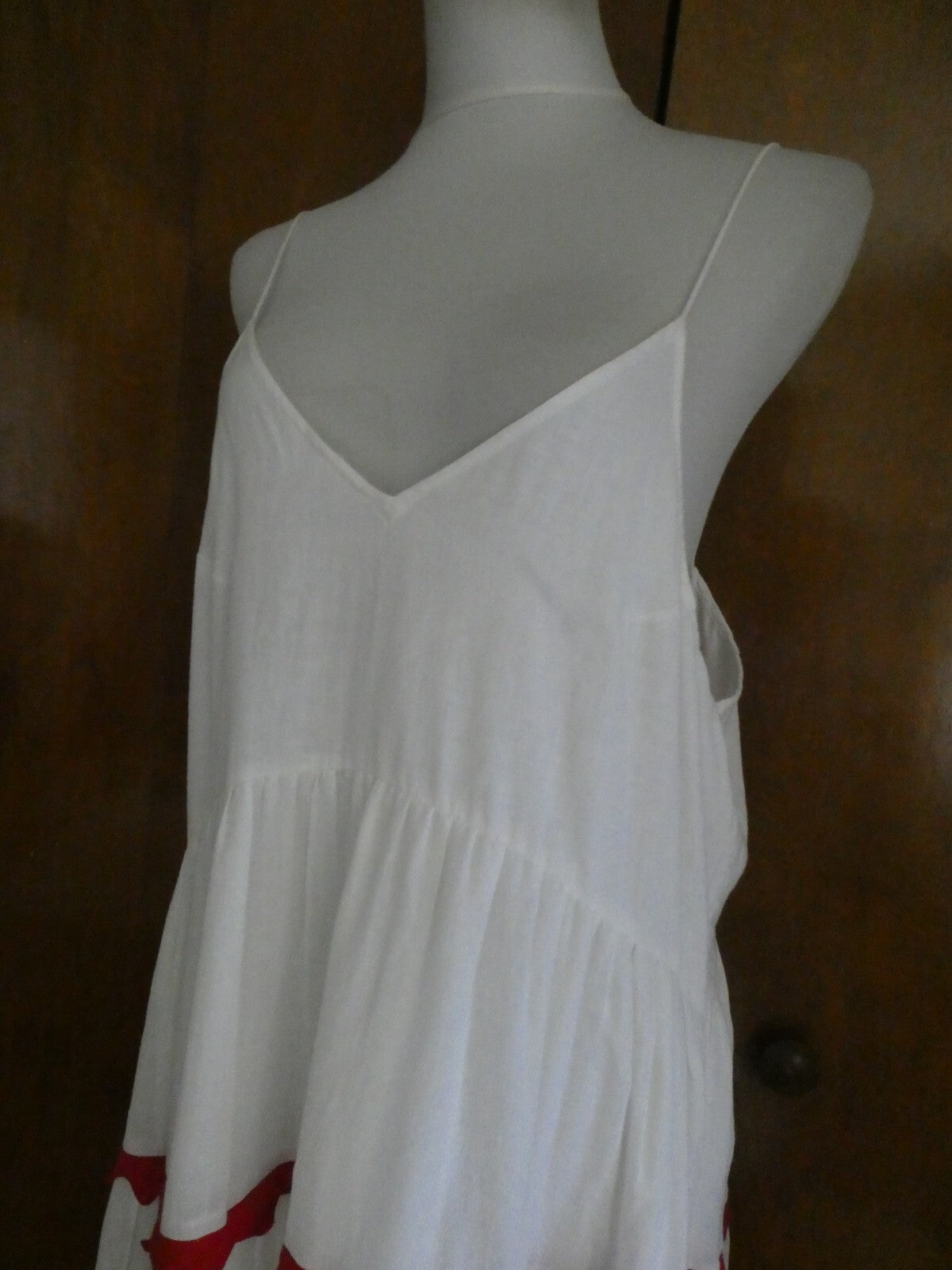 Anthropologie  Carolina K White/Red Lined Maxi Marieta Dress XSP (fits Large)